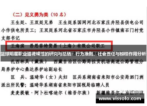 篮球明星职业道德规范的研究与总结：行为准则、社会责任与榜样作用分析